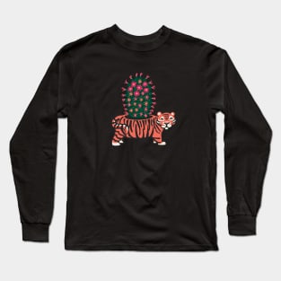 Tiger planter and blooming cactus. Long Sleeve T-Shirt